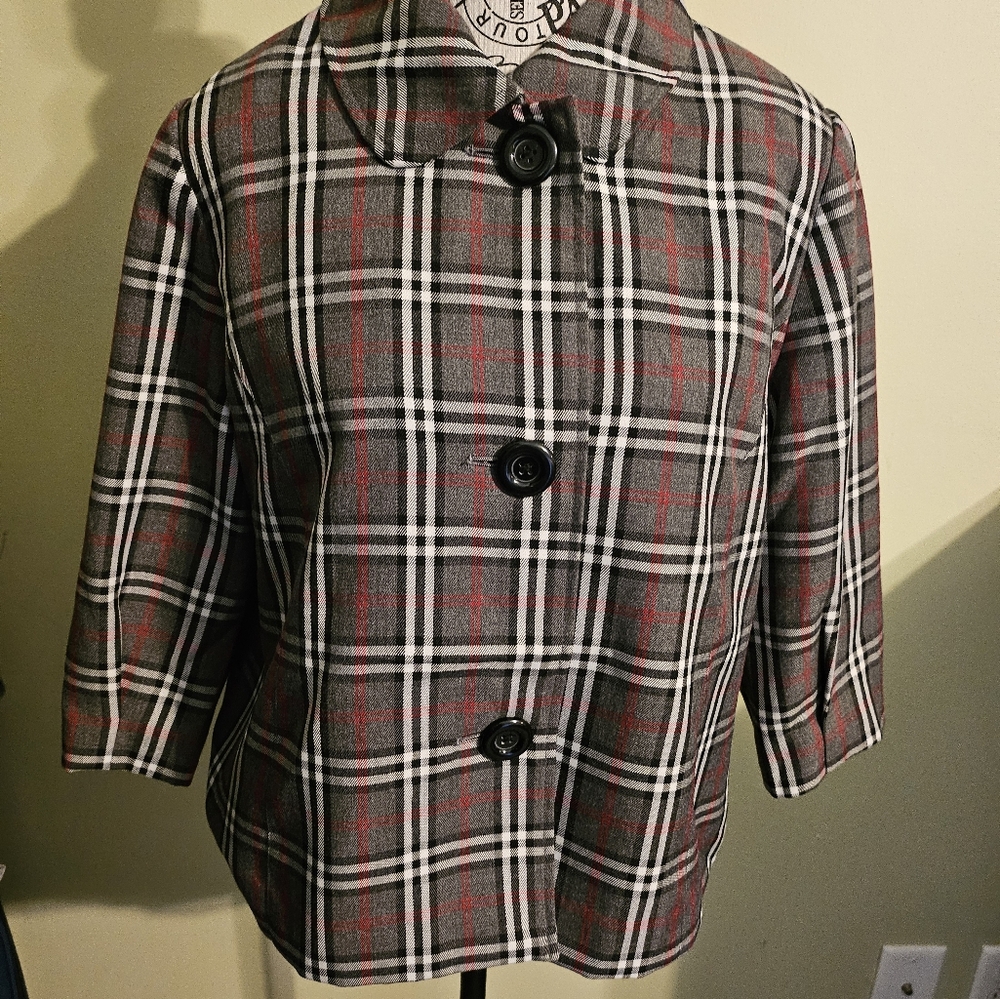 Studio Works Plaid Jacket in Red and Black Sz Pl